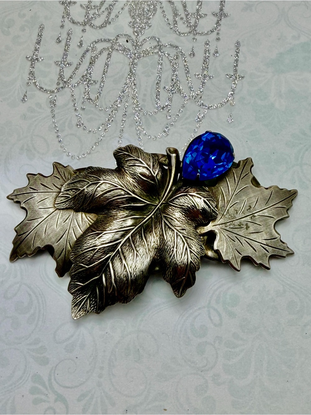 🦃🦃Vintage Huge Art Deco Brooch #cz350